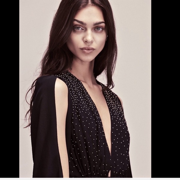 Free People Studded V Neck Drawstring Dress Gown M - Picture 4 of 4